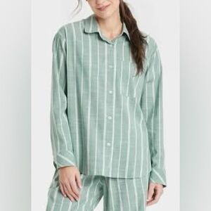 Auden Striped Cotton Blend Long Sleeve Pajama Shirt